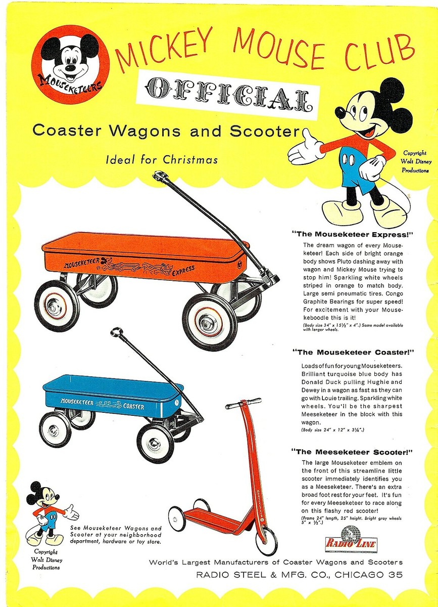 Magazine ad, Mickey Mouse Club Offical Wagons & Scooters