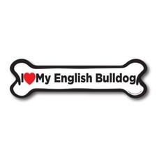 I Love My English Bulldog Dog Bone Car Magnet - 2x7 Dog Bone Auto Truck Decal