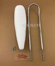 VINTAGE LOWRIDER 24" SHORT BACK SISSY BAR IN CHROME W/ WHITE VINYL BANNANA SEAT