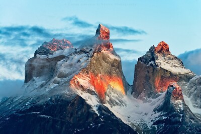 Landscape nature mountains snowy peak summit sunlight Custom Gaming Mat Desk