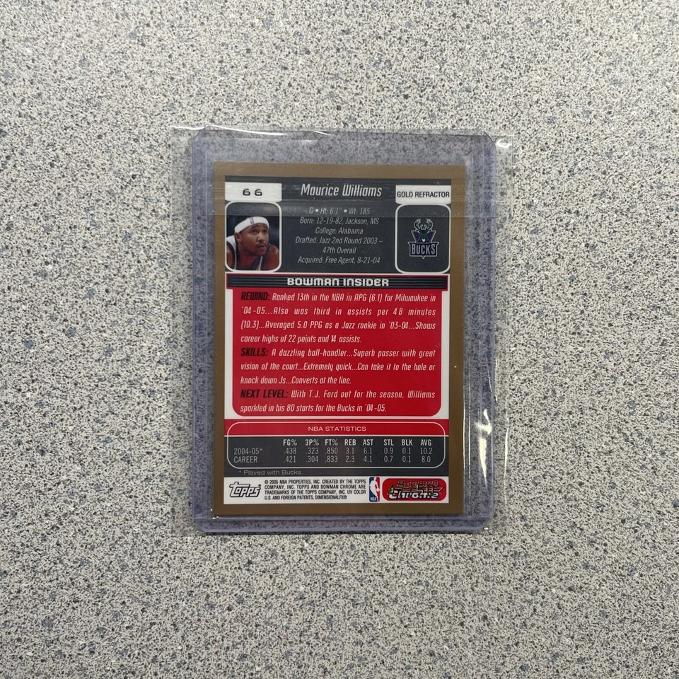 2005-06 Bowman Chrome Basketball #66 Maurice Mo Williams Gold Refractor /50 RARE - Image 2 of 2