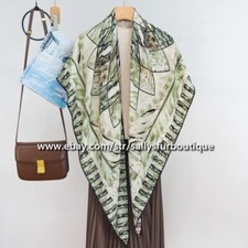 70 Cashmere  30 Silk Large Wrap Scarf Flower Print Triangle Shawl