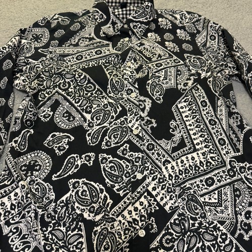 CHAPS Women's Medium Black No Iron Cotton Shirt Casual Top Unique Design Womens - Picture 2 of 7