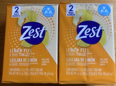 ZEST Lemon Peel And Agave Bar Soap 4 Bars Total. Two Packs With 2 Bars Per Pack