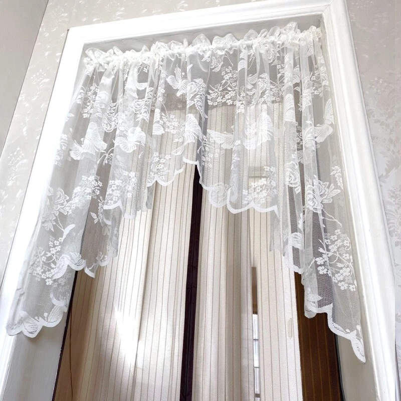 Cortina de puerta de encaje floral mariposa gasa transparente retro barroco decoración del hogar hada Foto 4 de 4