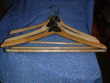 Vintage Clothes Hangers Wood 2 Squire Shop 1 Petrocelli  17 Inches at Widest