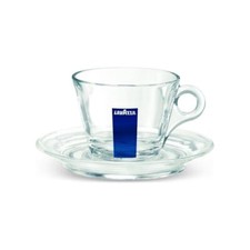 Lavazza Cappuccino Glass Cups & Saucers 160ml x 6
