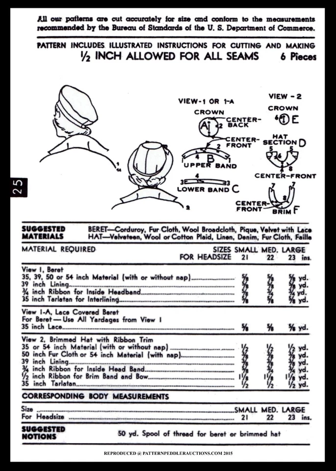 Advance 5645 Beret HAT Pattern Chemo Cancer Alopecia 1 sz - Image 2 of 4