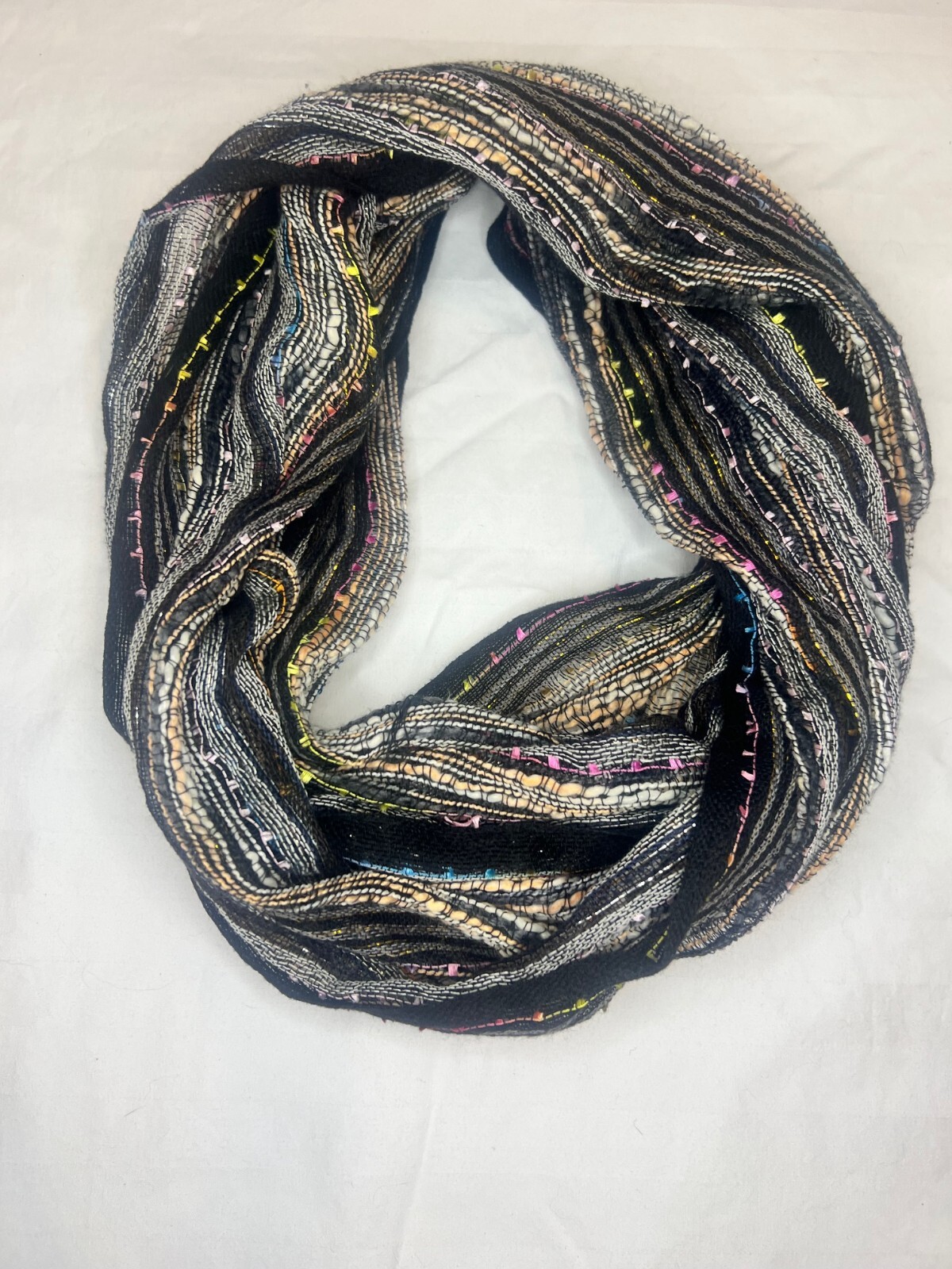 Women's Striped Metallic Infinity Scarf for All Seasons