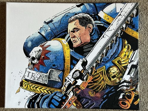 Space Marine 2: Captain Titus Original acrylic Painting - Picture 7 of 7
