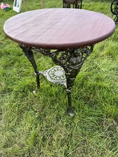 Newly Renovated Antique R H Connor Cast Iron Britannia Pub Table w Reclaimed Top