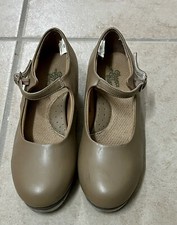 Kids Children's Girls Tap Shoes Dance Class Rhythm Tones Beige Leather Size 3