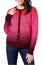 LOGO by Lori Goldstein Brushed Ombre Button Front Cardigan Barberry