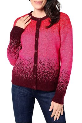 LOGO by Lori Goldstein Brushed Ombre Button Front Cardigan Barberry