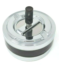 Push Top Ashtray Black Chrome Finish Top Push Down Round Travel
