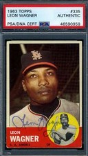 Leon Wagner PSA DNA Signed 1963 Topps Autograph