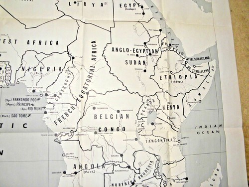 ENORME MAPA ILUSTRADO ITALIA COLONIAS EUROPEAS ITALIANAS EN INDUSTRIAS ÁFRICA 1951 - Imagen 4 de 12