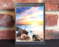 Happy Fathers Day Card Traditional Sunset Size 5" x 7" Blue Envelope *UK MADE*