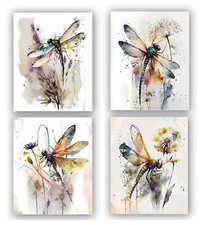 Dragonfly Wall Art,Colorful Insect Wall Art Prints,Dragonfly Watercolor Paint...