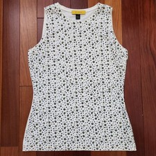 ST JOHN RT 13 GRP 2 Beads/Paillettes Viscose Spandex White/Gray Top/Shirt M