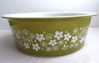 Vintage Pyrex 4 Qt Big Bertha Round Baking Casserole Dish Spring Blossom Green