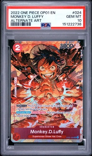 One Piece En Monkey D Luffy Alternate Art OP01-024 PSA 10 Gem Mint