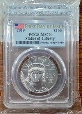 2019 1oz American Platinum Eagle Statue of Liberty MS-70 PCGS First Day of Issue 3395.00 per troy oz