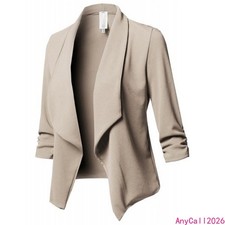 Women's Long Sleeve Open Front Blazer Casual Slim Fit Cardigan Jacket For Office