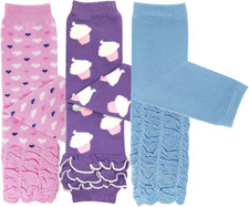 Adorable 3-Pair Layered Ruffle Leg Warmers for Little Girls