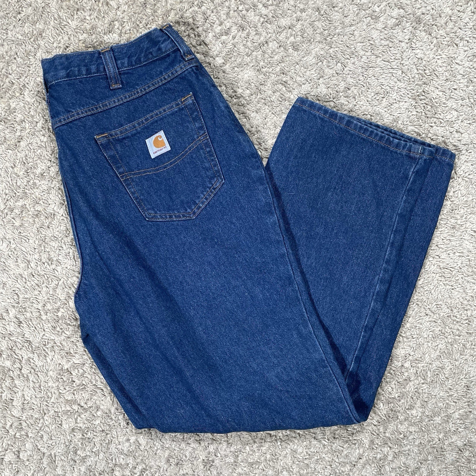 Carhartt Men's 36x32 Blue Jeans Relaxed Fit Blue Pockets Dark Wash Workwear