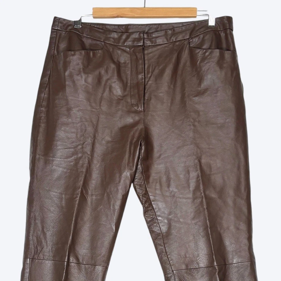 Pantalones De Colección Años 90 Y2K Chadwicks Marrón Chocolate 100% Cuero Para Mujer 10 Pierna Recta Foto 3 de 4