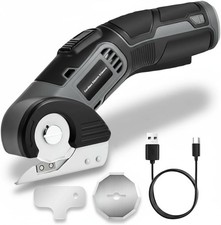 4V Cordless Electric Scissors for Cardboard, Fabric, Rotary Cutter with 2 Blades