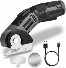 4V Cordless Electric Scissors for Cardboard, Fabric, Rotary Cutter with 2 Blades