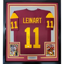 Framed Autographed/Signed Matt Leinart 33x42 USC Southen Cal Red Jersey JSA COA