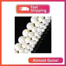 HAAMIIQII 60pcs 6mm Natural White Mother of Pearl Shell Beads Round Loose Gemsto