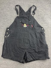 Vintage Looney Tunes Tweety Overalls Womens 26W Black Shortalls Embroidered 90s