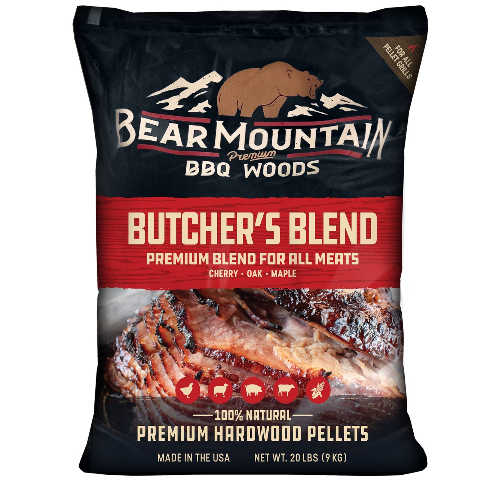 Bear Mountain BBQ All-Natural Woods Butcher's Blend Smoker Pellets, 20 Lb Bag