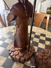 Vintage Hand Carved Wood Paul Revere Colonial Lamp Decor Minuteman Pair American — photo 5