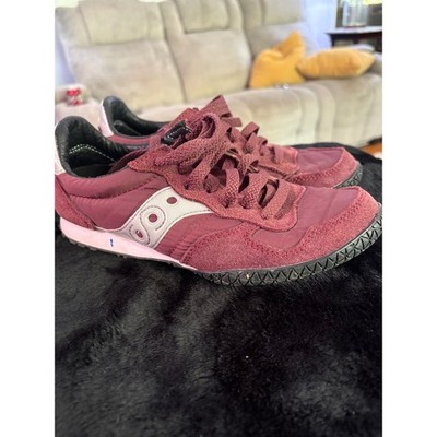 Saucony Bullet Womens Burgundy Maroon Suede Nylon Sneakers S1943-139 Size 6.5