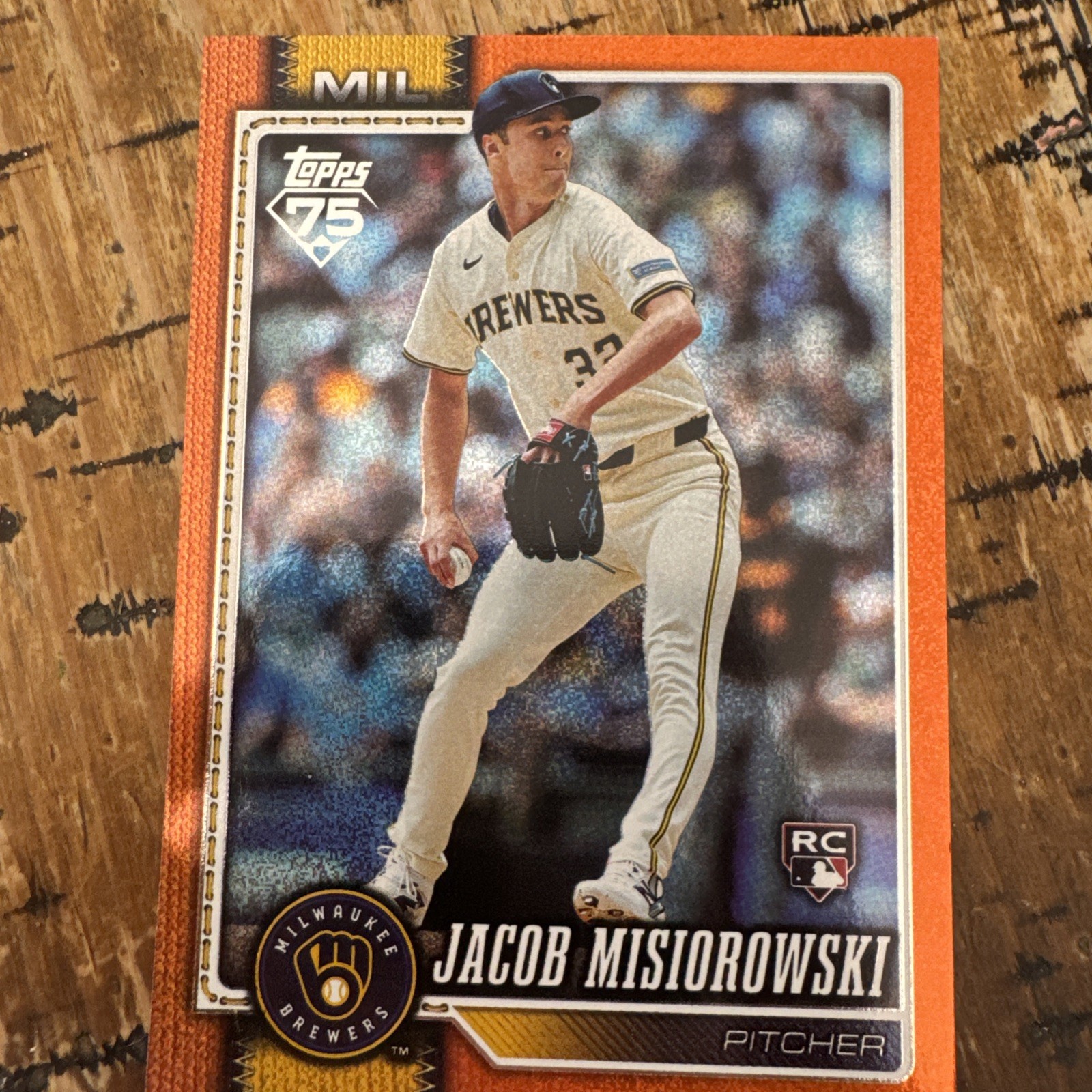 2026 Topps Series 1 Jacob Misiorowski RC ORANGE Sandglitter /25 Brewers #10