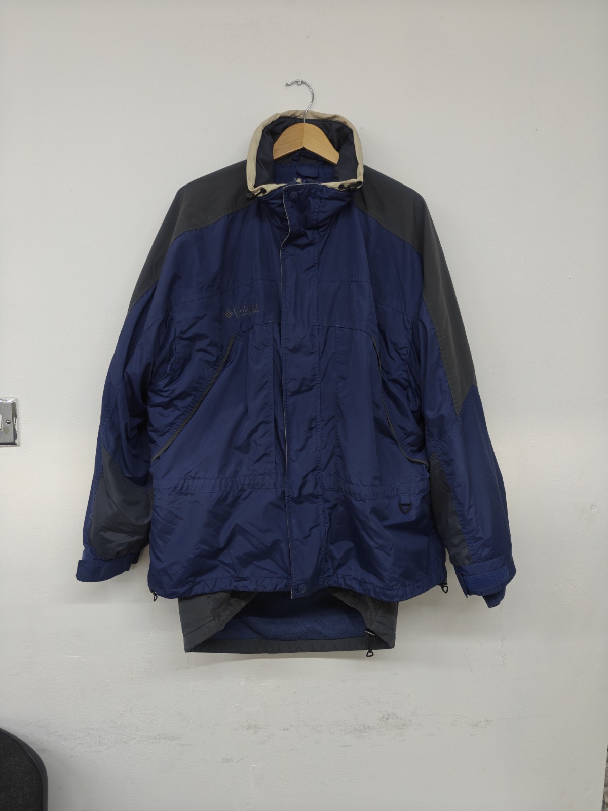 CHAQUETA FORRADA CON VELLÓN COLOMBIA VINTAGE - HOMBRE GRANDE - AZUL MARINO - ABRIGO EXTERIOR