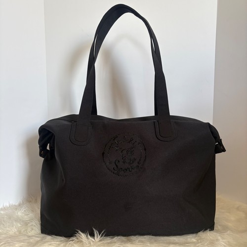 Carlos Falchi Sport HUGE Black Canvas Duffel Travel Tote Bag Large Weekender