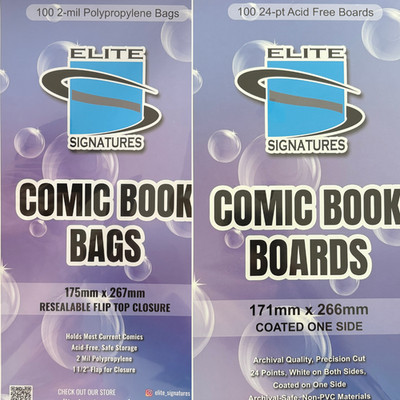 100x Current Size Resealable Comic Book Bags  & Boards-Elite Signatures