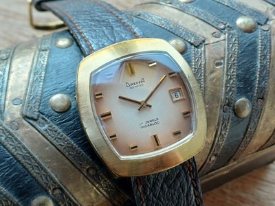 Schweizer mechanische Herrenuhr DREFFA pl GOLD Datum GEWICHTIG 7046 - überholt Garantie