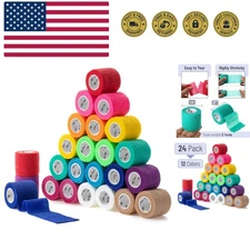 Self Adhesive Bandage Wrap, 24 Pack, Colorful, 2“ x 5 Yards, Adhesive Bandage...