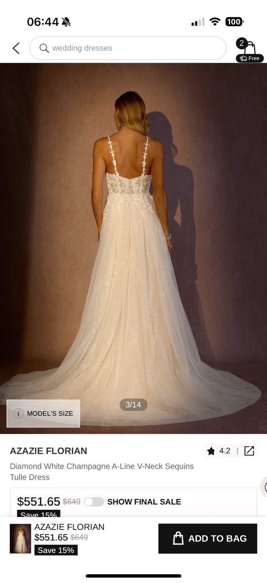 Azazie Florian wedding dress size 10 | eBay