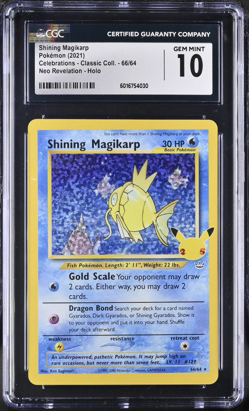 Shining Magikarp 66 Pokemon Card Celebrations Classic Neo Revelation CGC 10