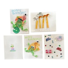 Handmade Blank Birthday Greeting Cards With Envelope 3-D Lot Of 5 5.5"x 4.25"