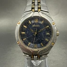 Seiko Watch Men 37mm Blue Dial Two Tone Date Round 7N42-6C10 New Battery VTG 56H
