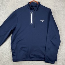 Callaway Sweatshirt Golf Pullover Mens Medium Blue Quarter Zip Fleece Lined Logo